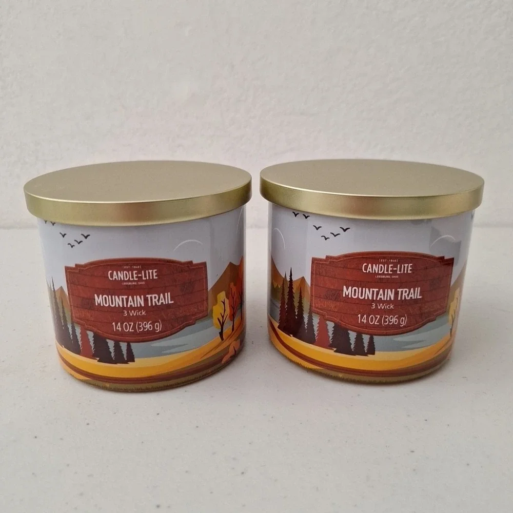 Candle Lite Mountain Trail 3 Wick Candle Essential Oils 14 Oz Long Burn